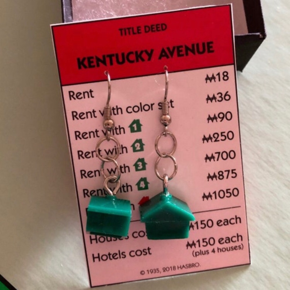 Handmade Monopoly Game House Earring Set